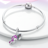 925 Sterling Silver Rainbow Unicorn Charm for Bracelets Fine Jewelry Pendant Necklace