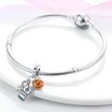 925 Sterling Silver Basketball Forever Charm for Bracelets Fine Jewelry Women Pendant