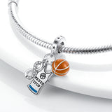 925 Sterling Silver Basketball Forever Charm for Bracelets Fine Jewelry Women Pendant