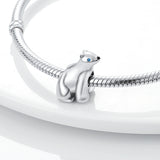 925 Sterling Silver Polar Bear Charm for Bracelets Fine Jewelry Women