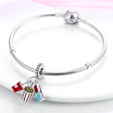 925 Sterling Silver Movie Night Charm for Bracelets Fine Jewelry Women Pendant
