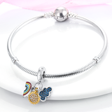 925 Sterling Silver Sunshower Rainbow Charm for Bracelets Fine Jewelry Women Pendant