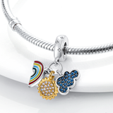 925 Sterling Silver Sunshower Rainbow Charm for Bracelets Fine Jewelry Women Pendant