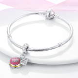 925 Sterling Silver Birthday Cake Charm for Bracelets Fine Jewelry Women Pendant