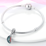 925 Sterling Silver Summer Watermelon Charm for Bracelets Fine Jewelry Women