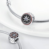 925 Sterling Silver Compass Charm for Bracelets Fine Jewelry Women