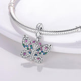 925 Sterling Silver Sparkling Butterfly Dangle Charm
