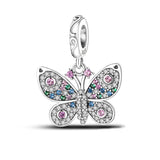925 Sterling Silver Sparkling Butterfly Charm for Bracelets Fine Jewelry Women Pendant Necklace