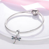 925 Sterling Silver Sparkling Dragonfly Charm for Bracelets Fine Jewelry Women Pendant Necklace